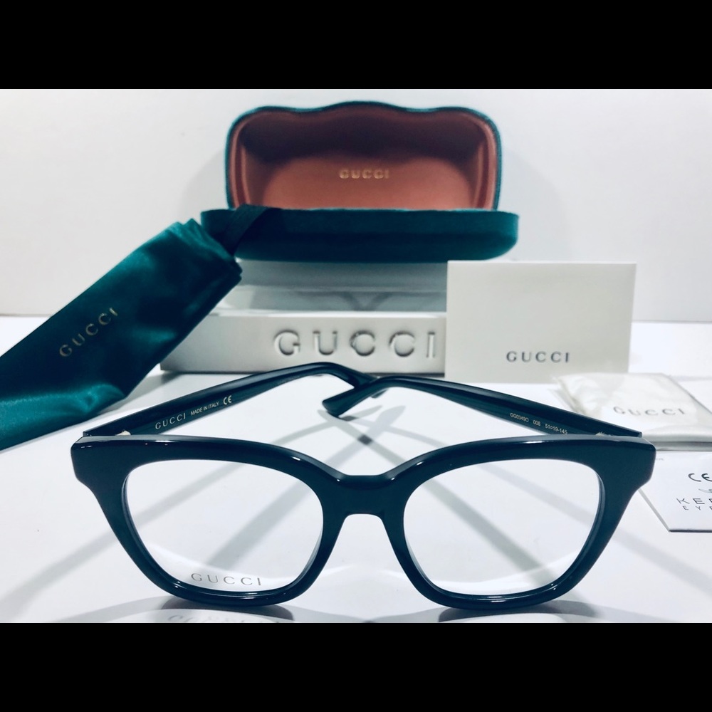 Gucci Eyeglasses Burgundy; Black Cat Eye New 51mm - Picture 1 of 8